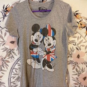 English Flag Mickey and Minnie Mouse Tee